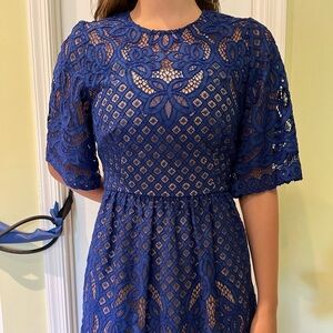 BCBGMaxAzria Blue Flutter Sleeve Sundress
